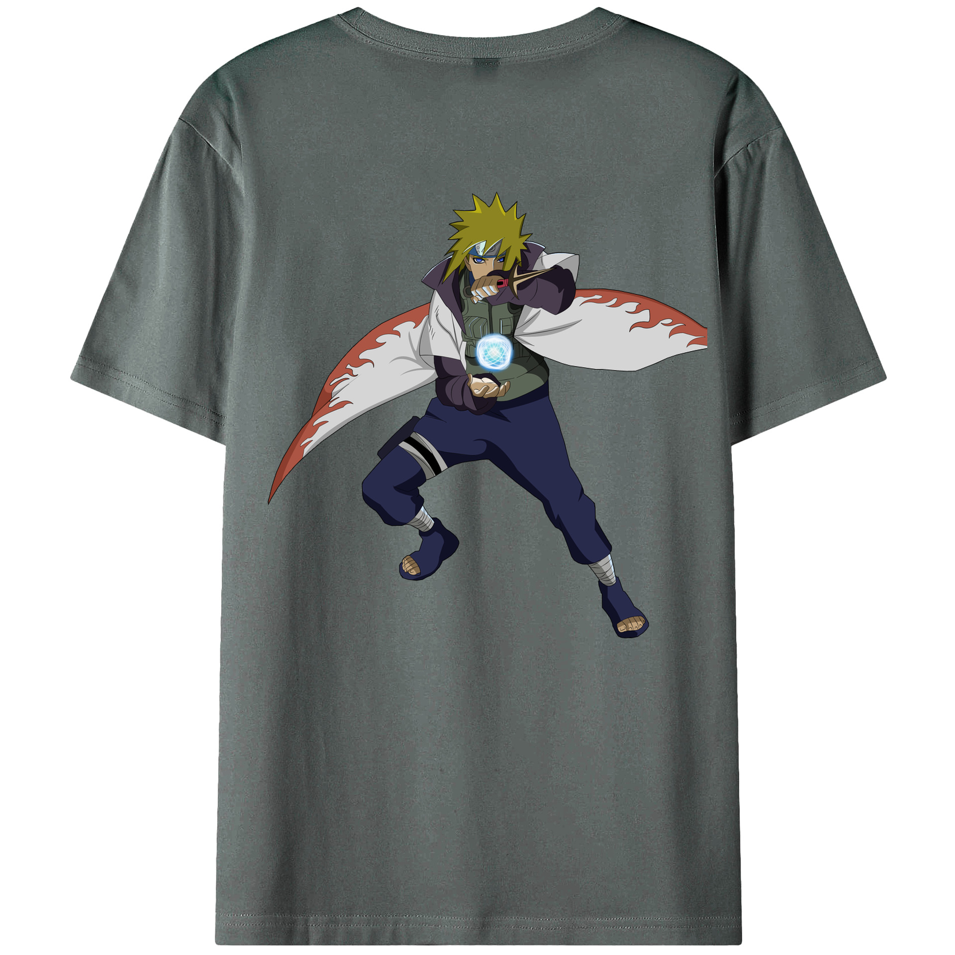 （画像用） NARUTO -ナルト- 波風 ミナト Namikaze Minato 綿100％ メンズ半袖Tシャツ（バックプリント） 通気性